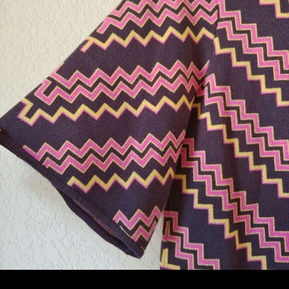 Milly zigzag chevron knit cardigan short sleeves long sweater size Small - Picture 8 of 10